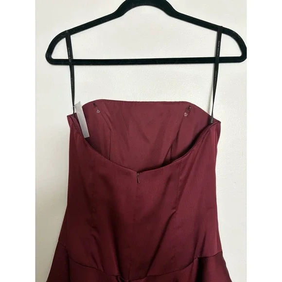 Alfred Sung Bridesmaids Ruffled Burgundy Formal Dress‎ Size 6 Maxi - Picture 3 of 4